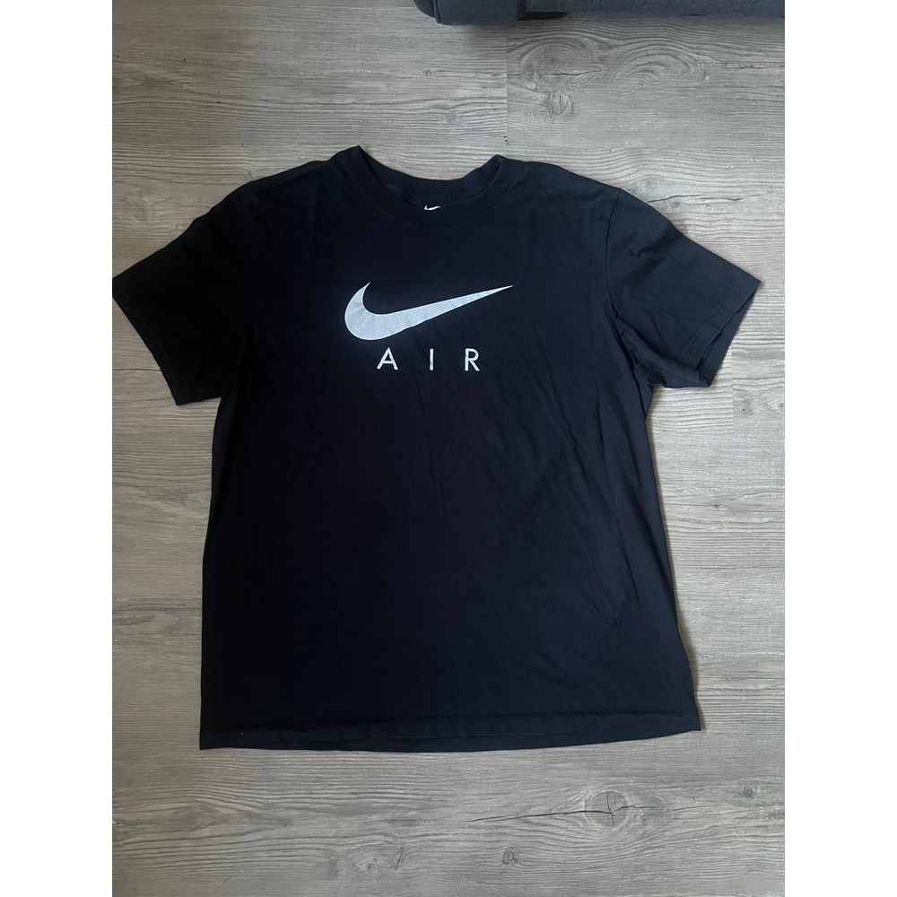 Nike Men's Air Swoosh Logo Black Cotton Short Sleeve T-Shirt Size Large